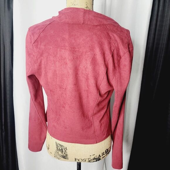 Blank NYC Drape Front Faux Suede Jacket in Red Vegan - Picture 5 of 15